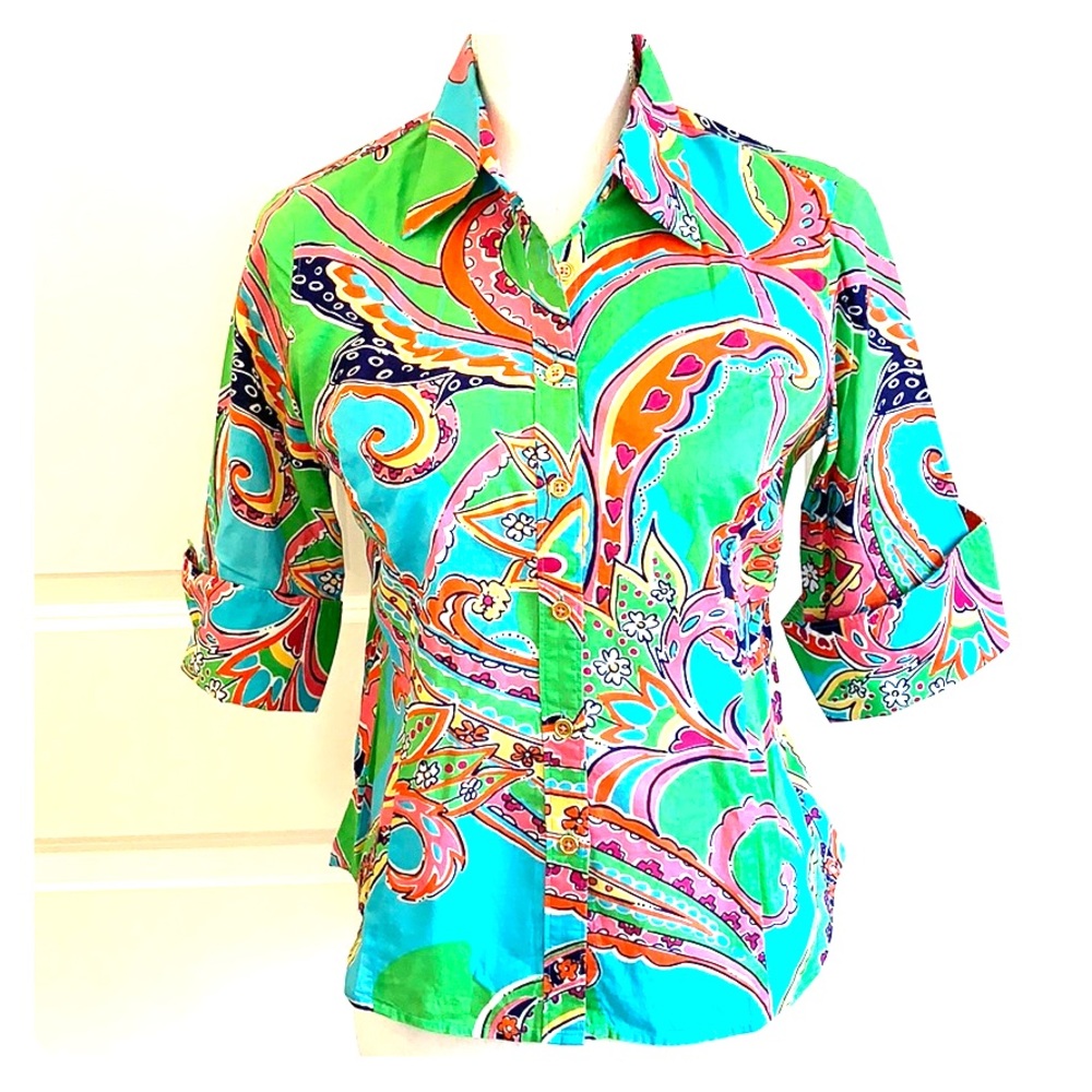 Lilly Pulitzer Retro Print Cotton Blouse